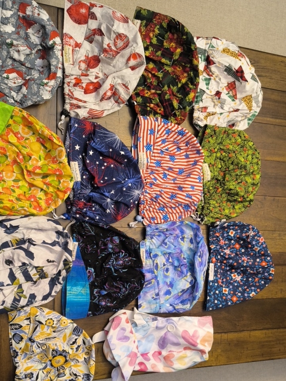Lot Of 14 Surgical Scrub Bouffant Hats With KimKaps